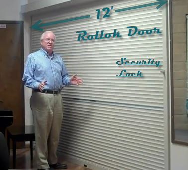 Rollok Door used to provide easy access to 12' opening choir robe closet