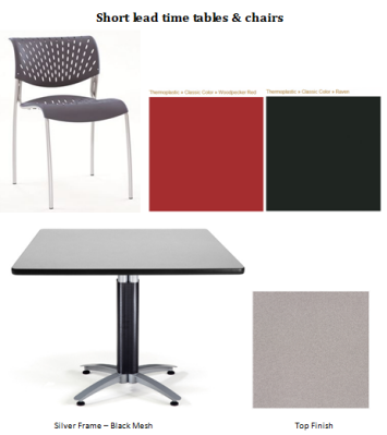 Hanna Chair and OFM Multi-purpose Table for Biopharma Break Room