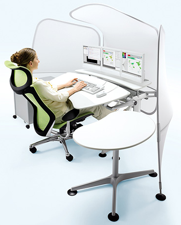 Fatigue reducing, productivity enhancing, Okamura Cruise Computer Workstation