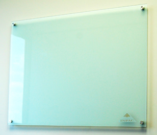 Glass Markerboard - Depth Look standing off from wall