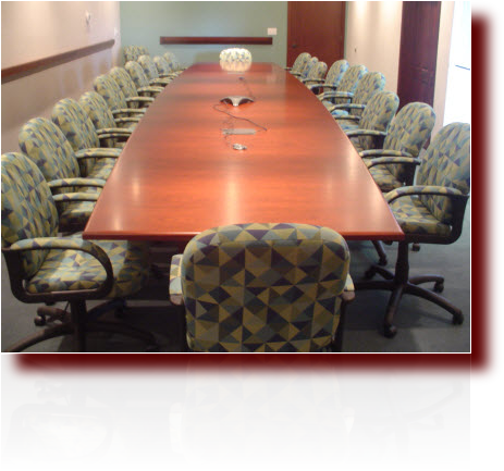 Wood Veneer - 10 seating per side Conference Table & Custom Fabric Chairs