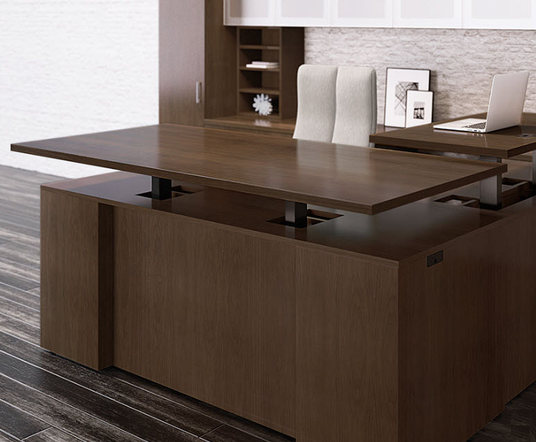 Sit Stand Executive Desk with under work surface risers